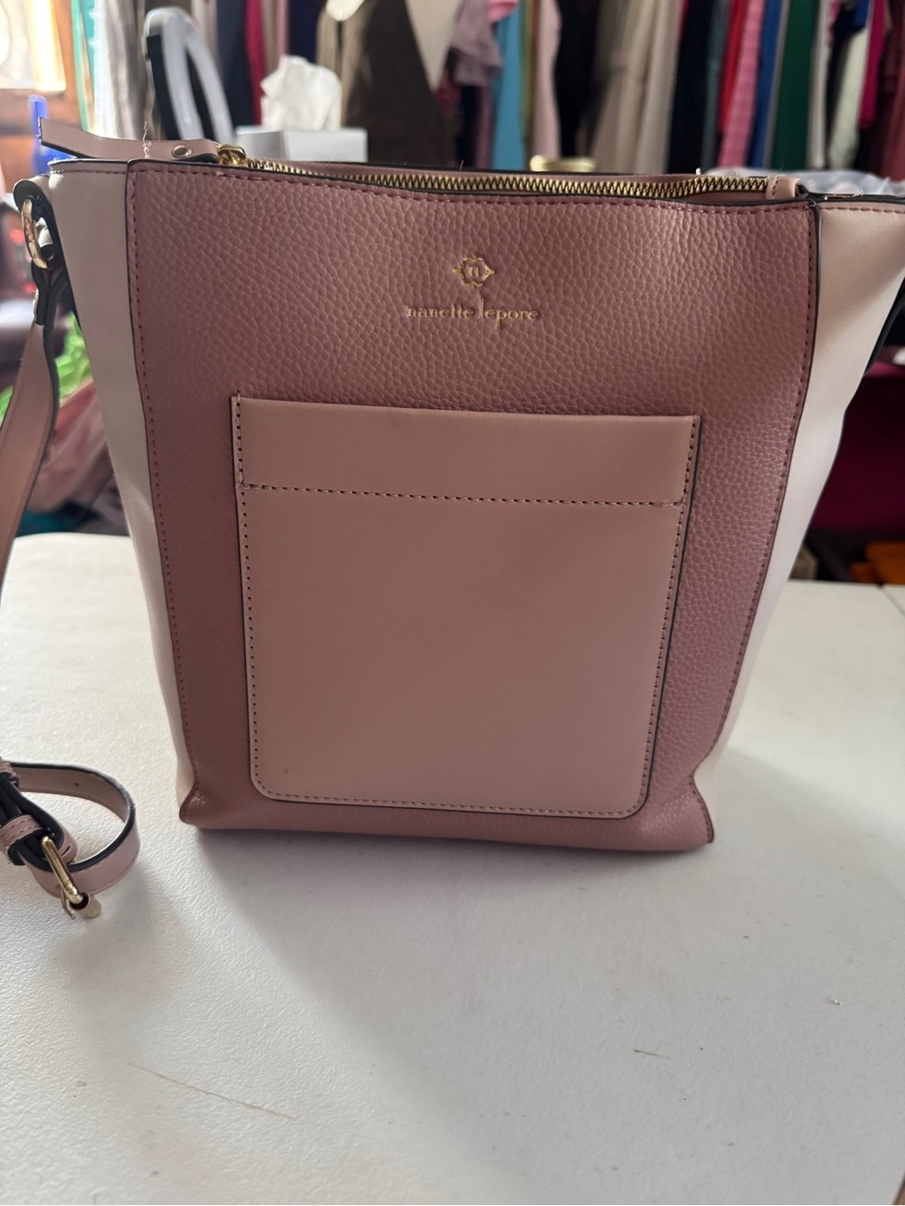 Nanette Lepore Blush Pink Two-Tone Crossbody Shoulder Bag GUC